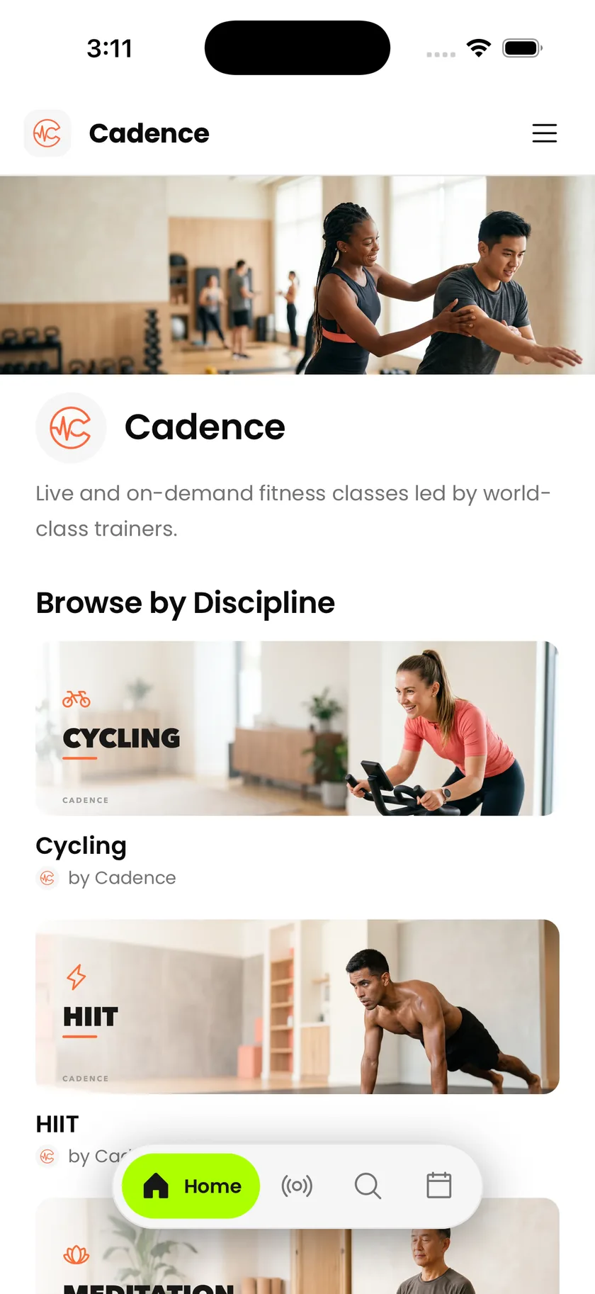 The same organization's page in the Eventdoor iOS app